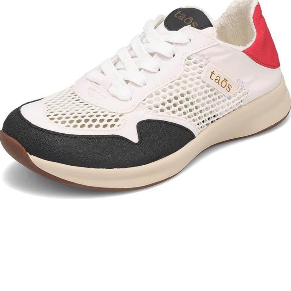 Taos Footwear Women's Mesh Sneakers - Black, White, and Red